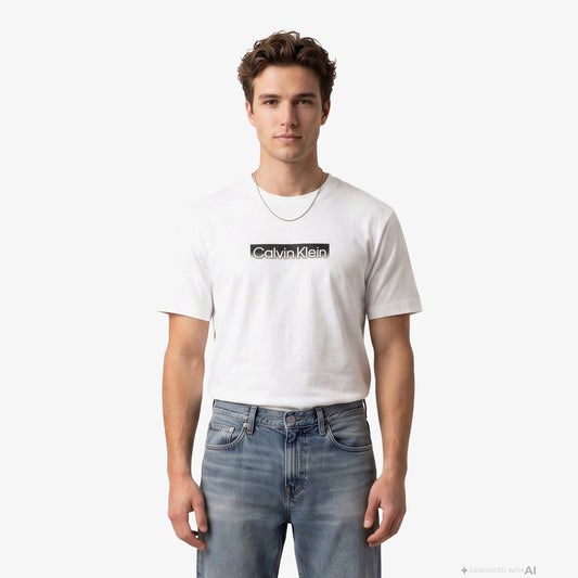 Calvin Klein 20s Sportswear Grap Erkek Beyaz T-shirt
