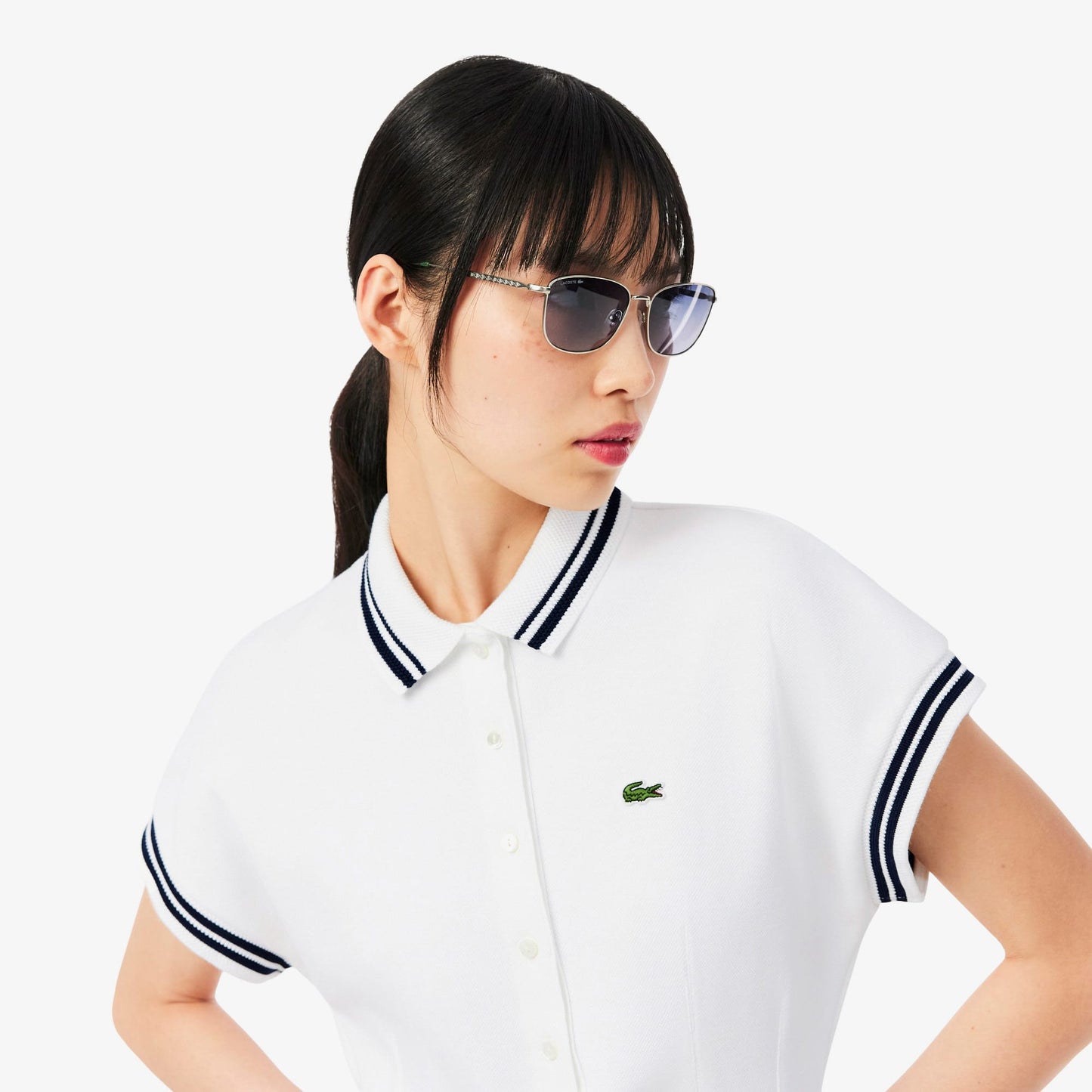 Lacoste Slim Fit Kadın Beyaz Polo