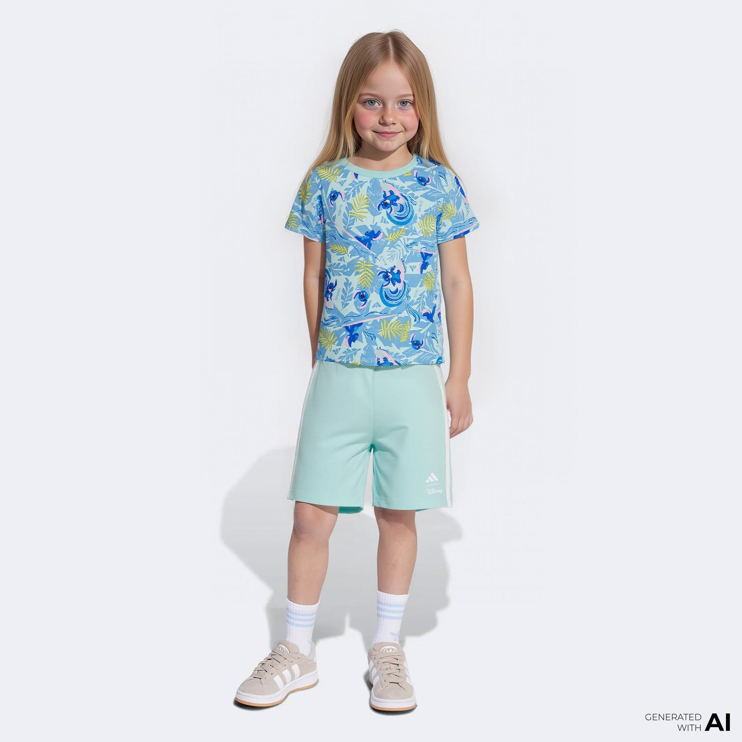 Adidas Sportswear Disney Lilo&stich Çocuk Mavi Şort Takım