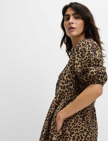 Leopar Desenli Mini Elbise