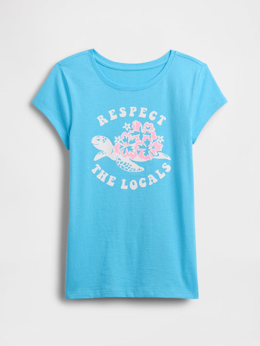 Açık Mavi Grafik Baskılı T-shirt