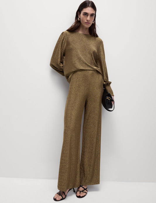 Parıltılı Wide Leg Pantolon