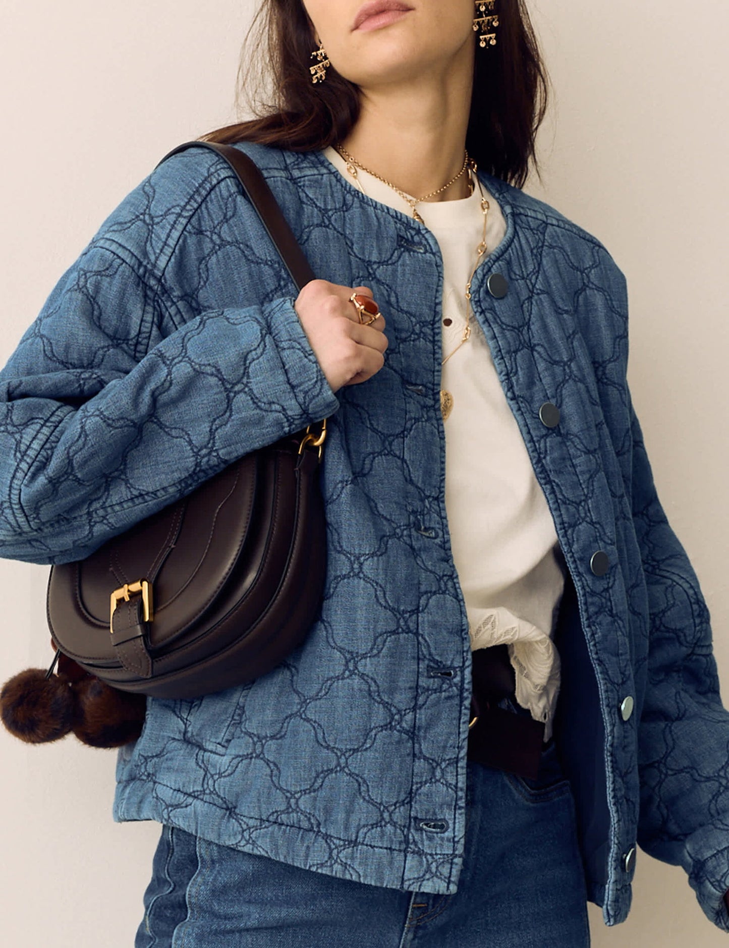 Denim Kapitone Bomber Ceket