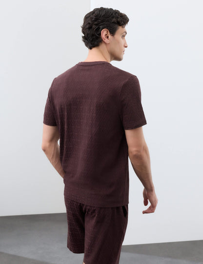 Pamuklu Jakar Desenli Pijama Üstü