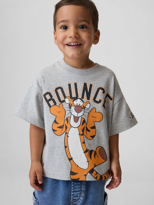 Gri Winnie The Pooh Oversized Grafik Baskılı T-shirt