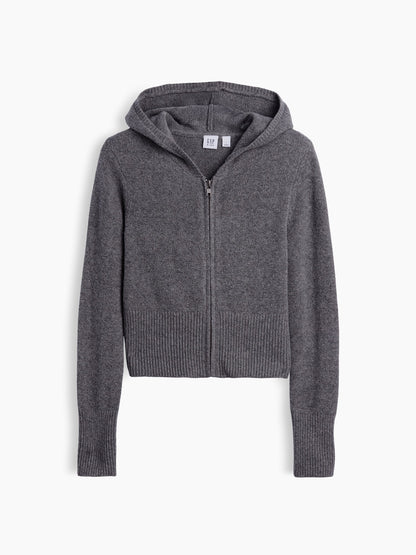 Gri Cashsoft Fermuarlı Sweatshirt