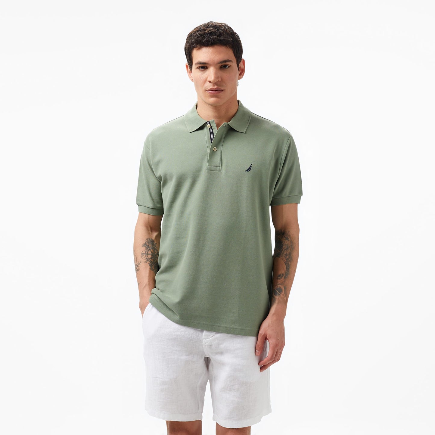 Nautica Erkek Yeşil Classic Fit Kısa Kollu Polo Yaka T-shirt