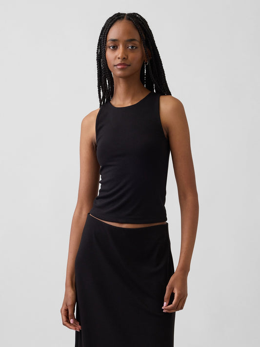 Siyah Crop Halter Tank Top