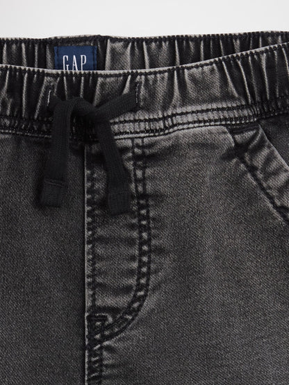 Siyah Kids Pull-on Loose Eşofman Altı Jean Şortlar