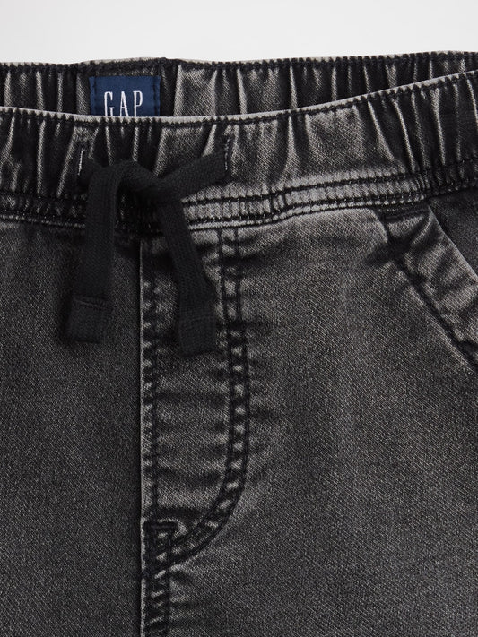 Siyah Kids Pull-on Loose Eşofman Altı Jean Şortlar