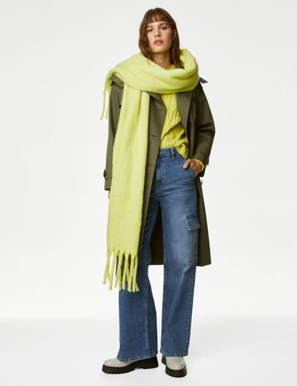 Yüksek Bel Wide Leg Kargo Jean Pantolon