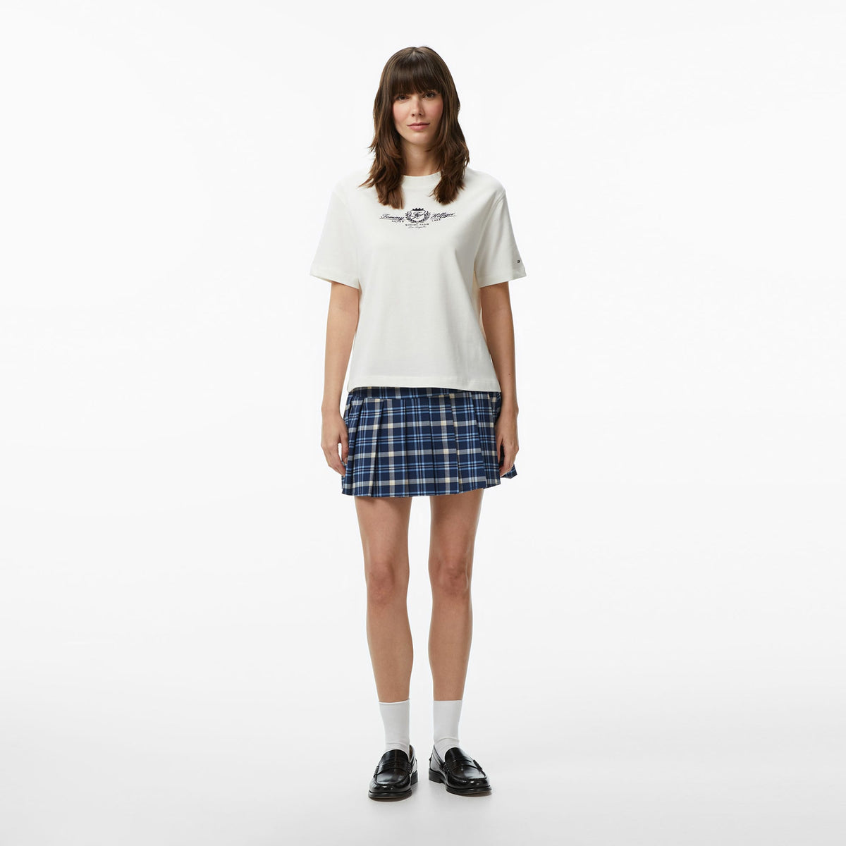 Tommy Hilfiger Varsity Crest Kadın Beyaz T-shirt