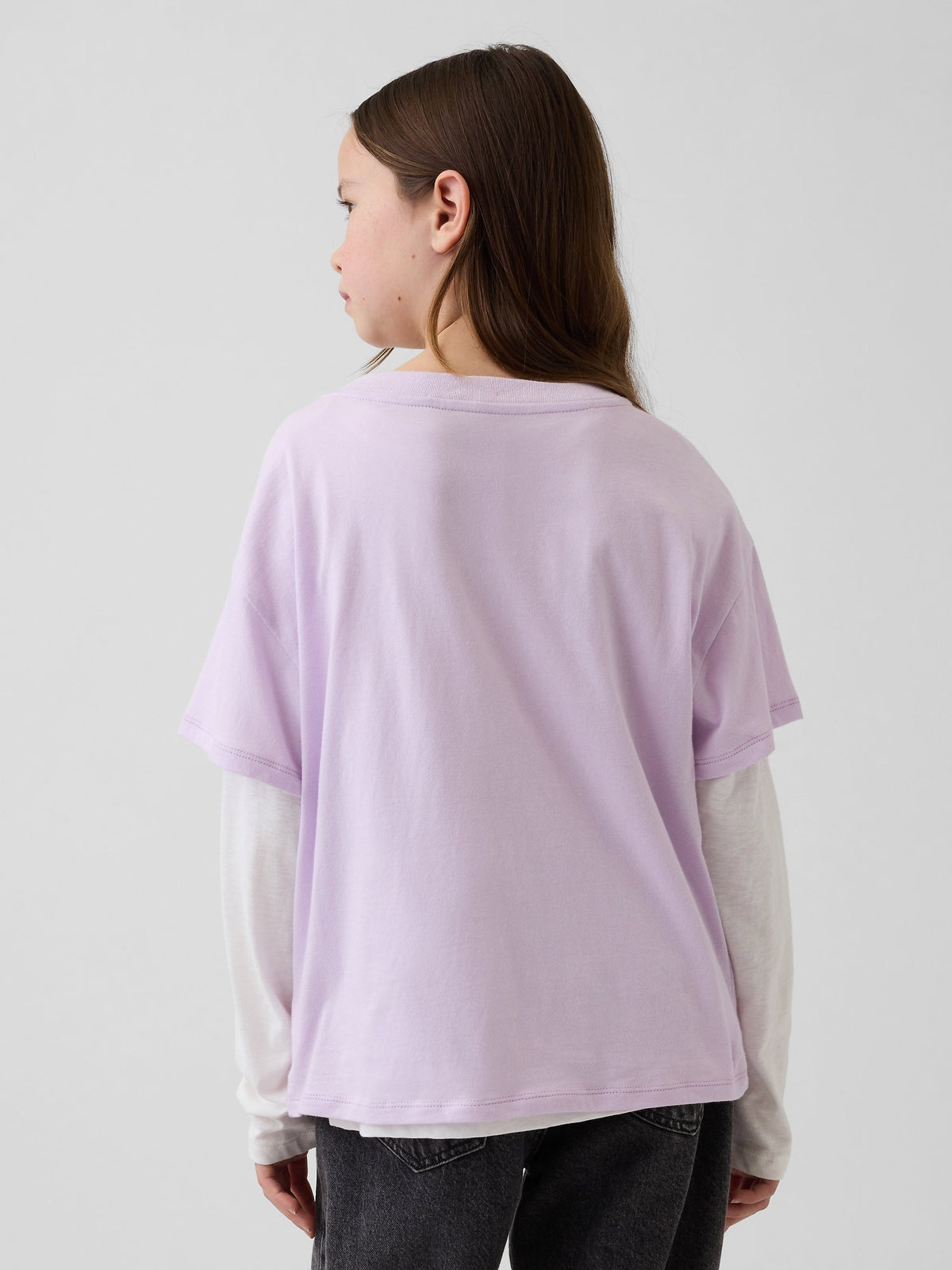 Lila Disney Oversized Flippy Sequins Grafik Baskılı T-shirt