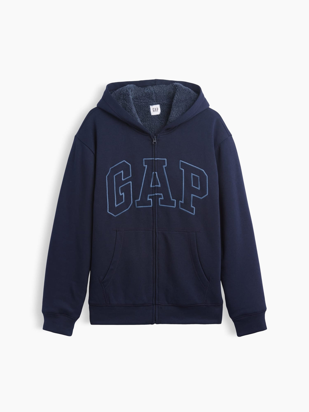 Siyah Relaxed Gap Logo Sherpa Astarlı Fermuarlı Sweatshirt