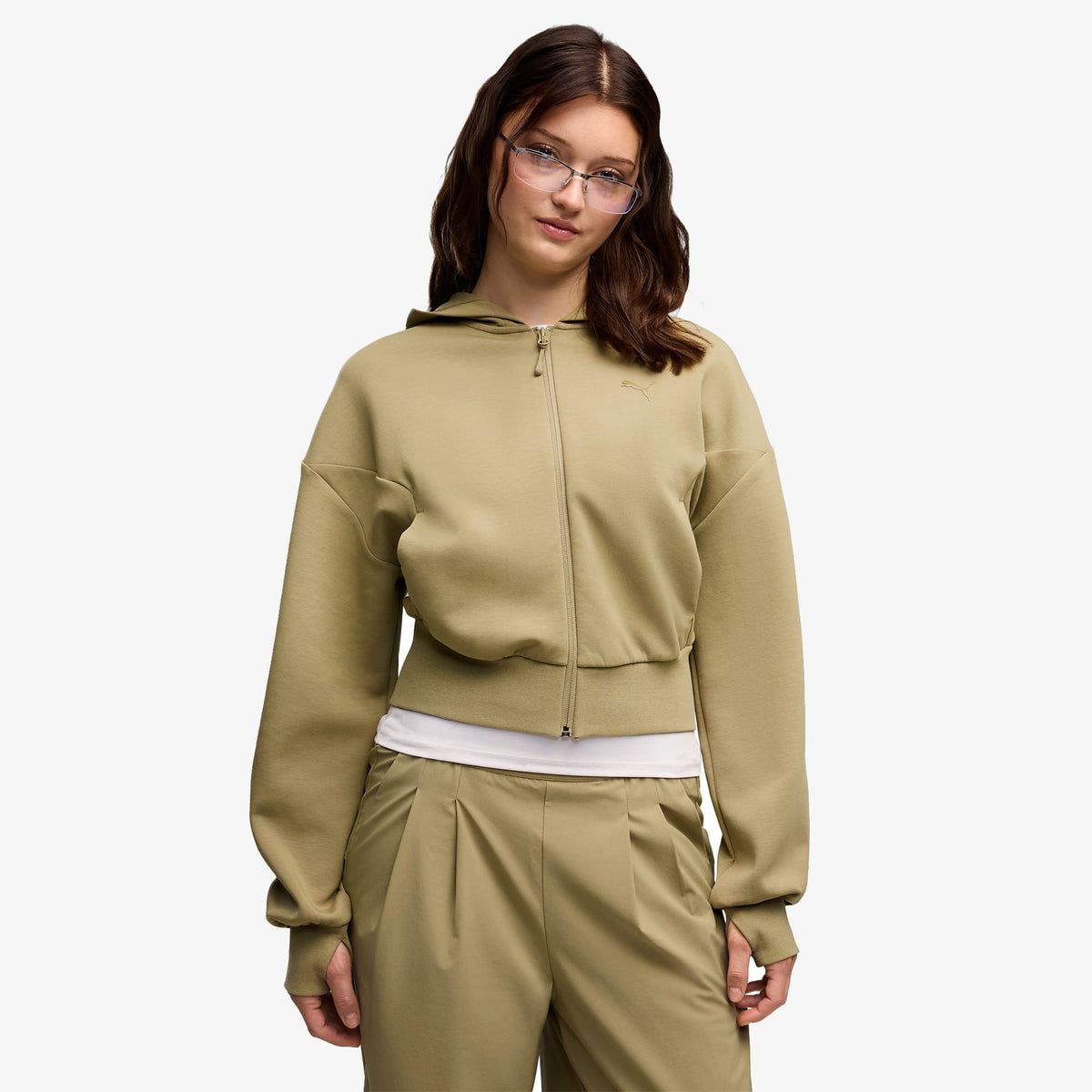Puma Tech Sense Full Zip Hoodie Kadın Kahverengi Sweatshirt