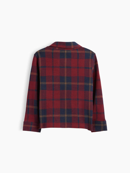 Bordo Örgü Jersey Kareli Gömlek