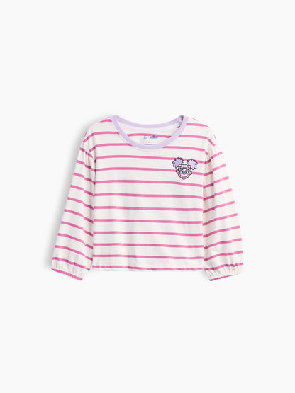 Lila Sesame Street Çizgili T-shirt
