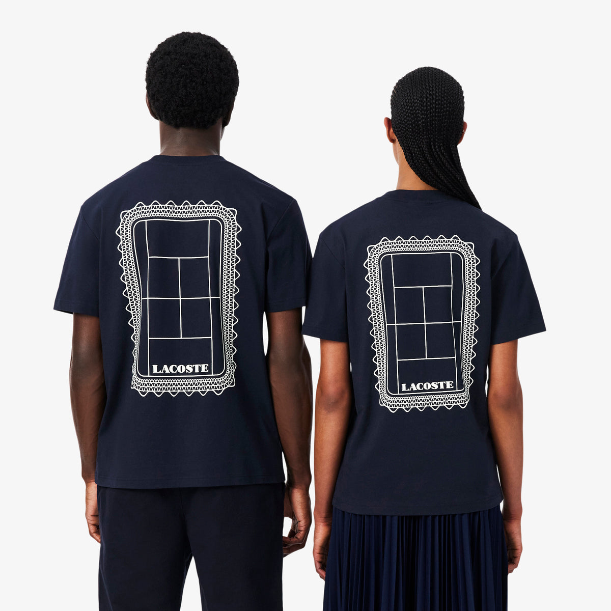 Lacoste Unisex Classic Fit Bisiklet Yaka Baskılı Lacivert T-shirt