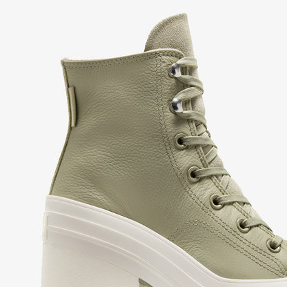 Converse Chuck 70 De Luxe Heel Unisex Haki Deri Platform Sneaker
