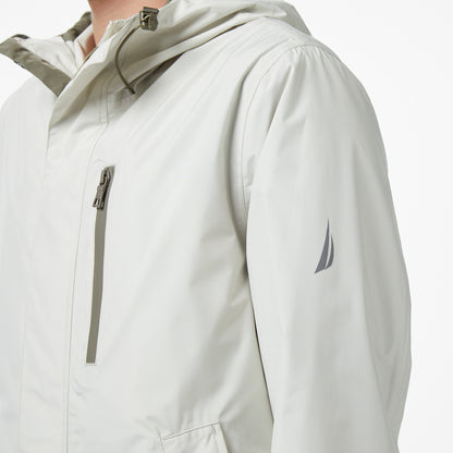 Nautica Regular Fit Kapüşonlu Su Geçirmez Erkek Gri Yağmurluk