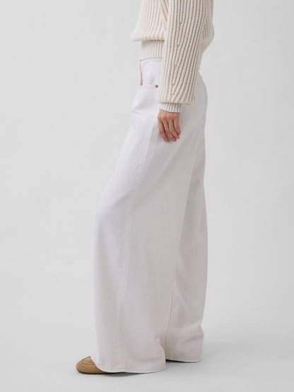 Beyaz Low Rise Ultrasoft Extra Baggy Jean Pantolon