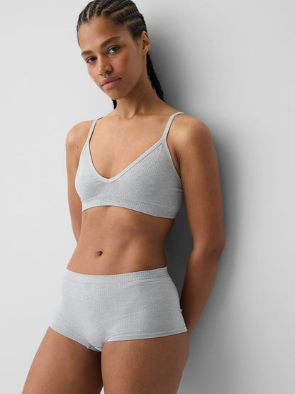 Gri Seamless Fitilli Triangle Bralet