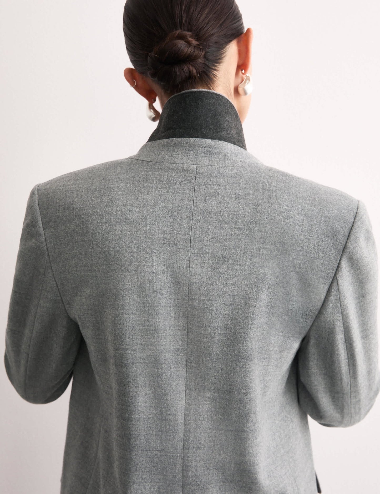 Yün Karışımlı Rahat Kruvaze Blazer Ceket