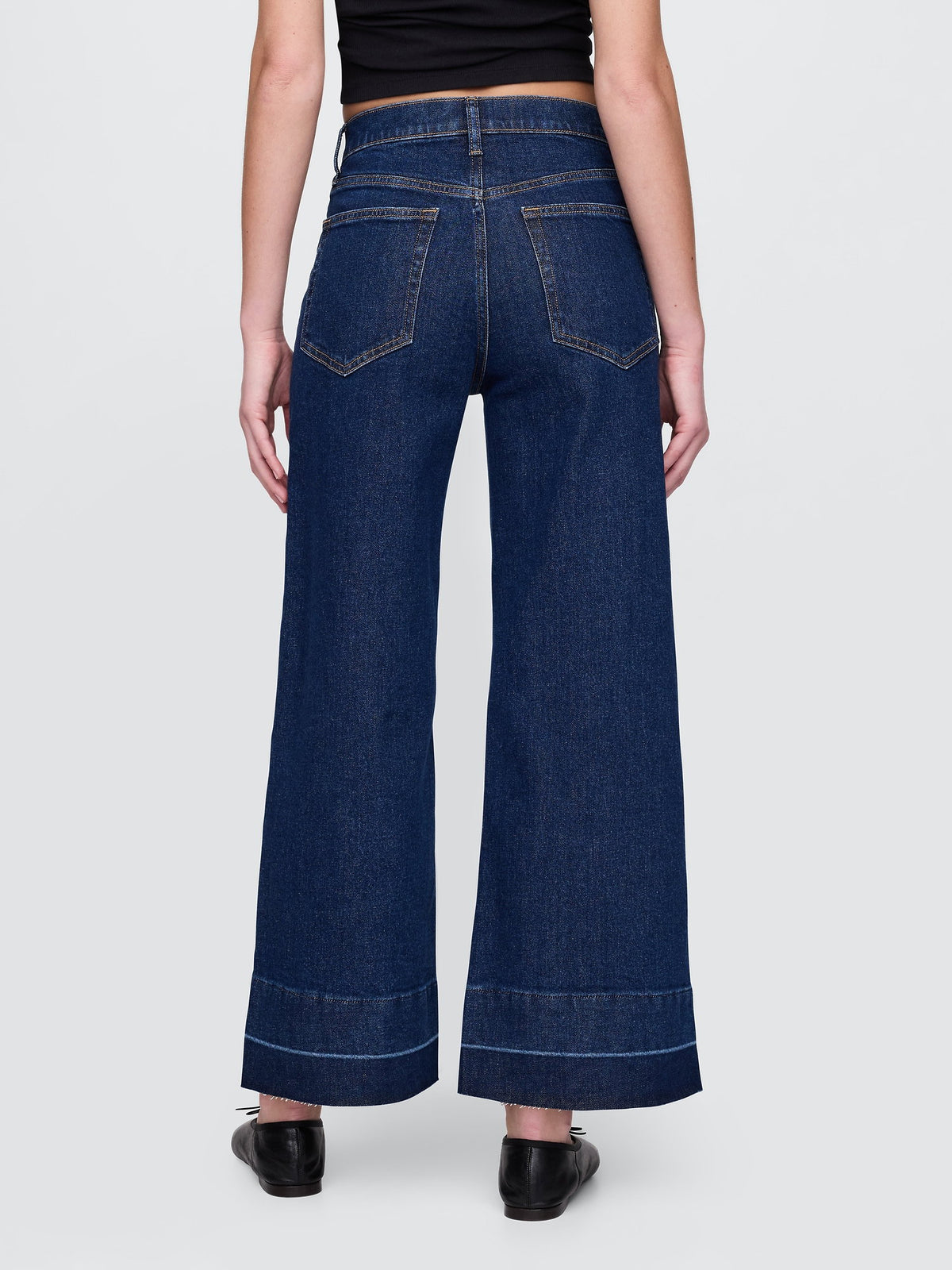 Lacivert High Stride Wide-leg Ankle Jean Pantolon