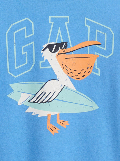 Açık Mavi Grafik Logo T-shirt