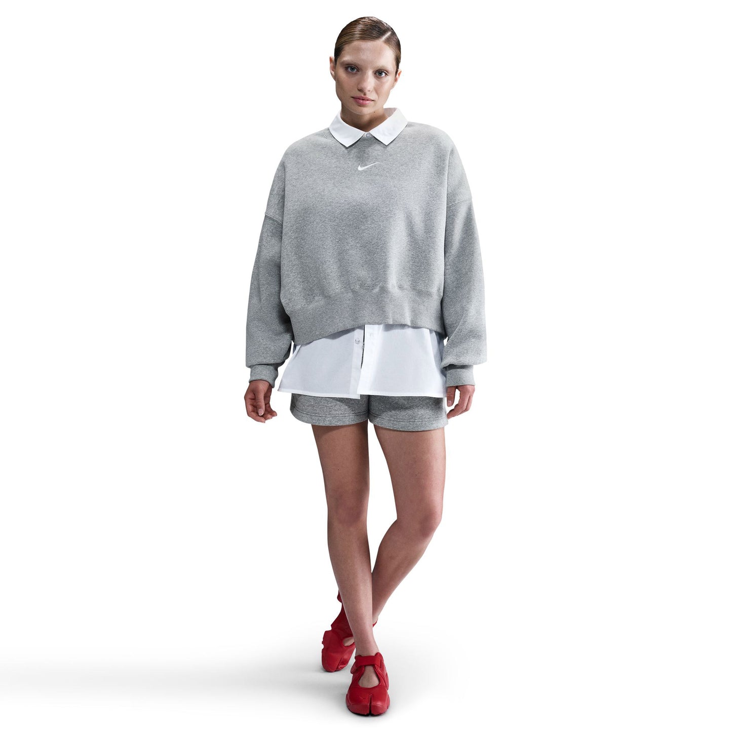 Nike Sportswear Phoenix Fleece Oversized Crew Kadın Gri Eşofman Üstü