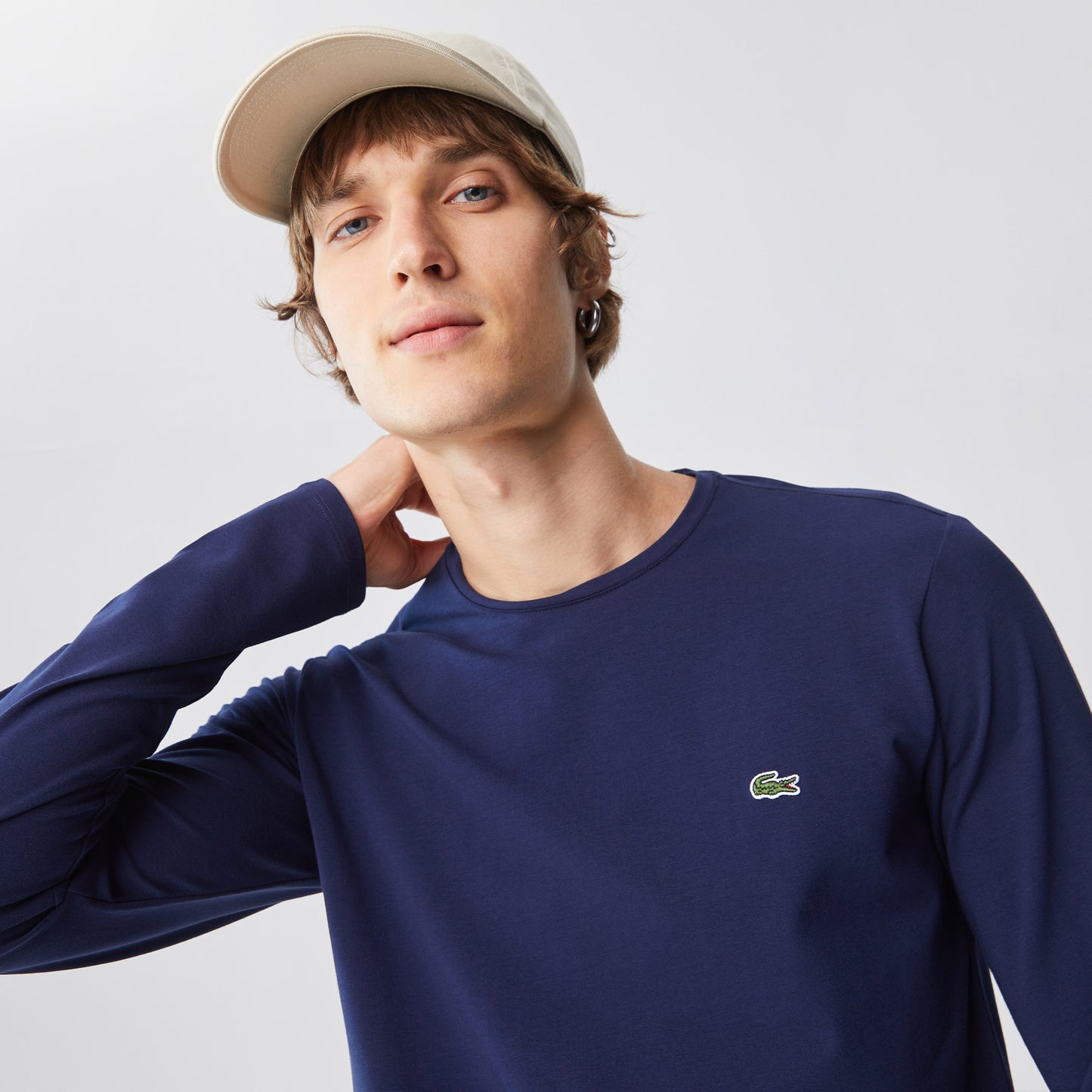 Lacoste Erkek Slim Fit Uzun Kollu Bisiklet Yaka Lacivert T-shirt