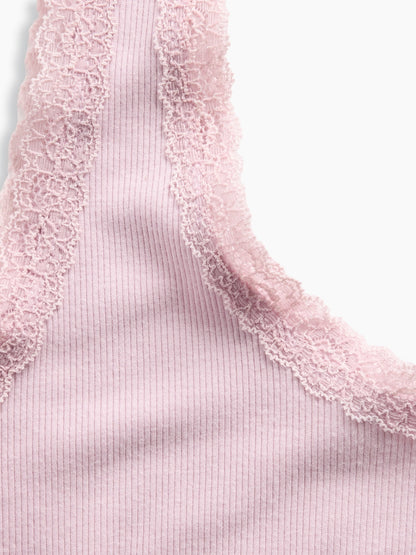 Pembe Mini Fitilli Dantel Detaylı Askılı Pijama Üstü