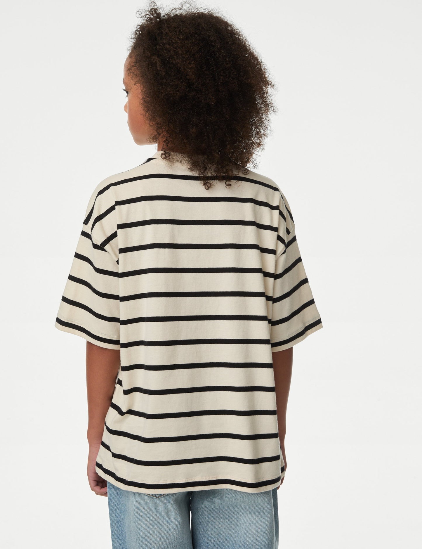 Saf Pamuk Çizgili T-shirt (6-16 Yaş)