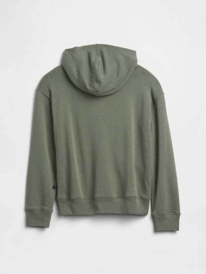 Yeşil Kids Rahat Fransız Havlu Kumaş Fermuarlı Sweatshirt