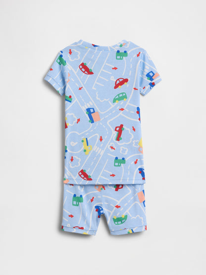 Açık Mavi %100 Organik Pamuk Roadway Pijama Takımı