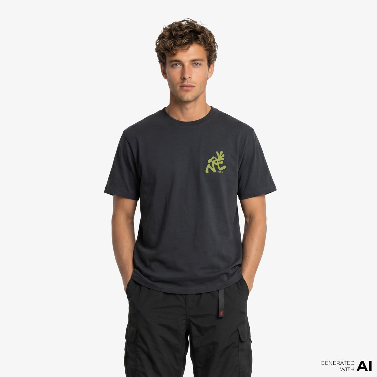 Gramicci Running Man Erkek Siyah T-shirt