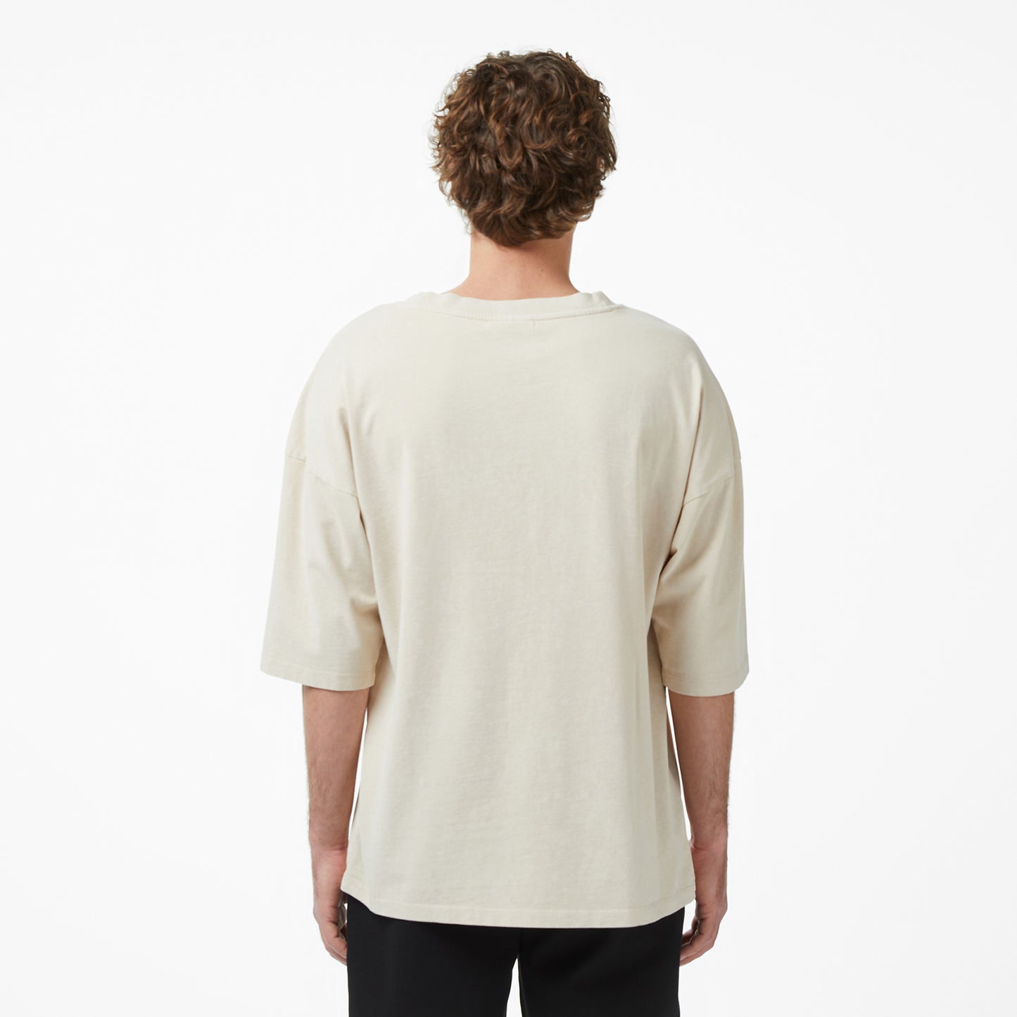 United4 Oversize Fit Erkek Krem T-shirt