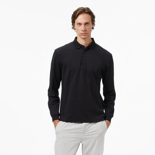 Nautica Erkek Siyah Classic Fit Uzun Kollu Polo Yaka T-shirt
