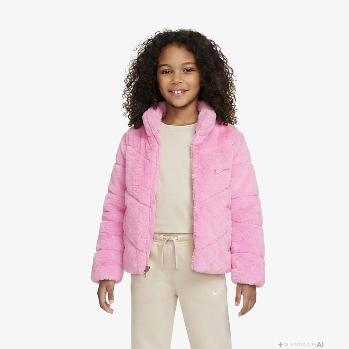 Nike Quilted Faux Çocuk Pembe Ceket