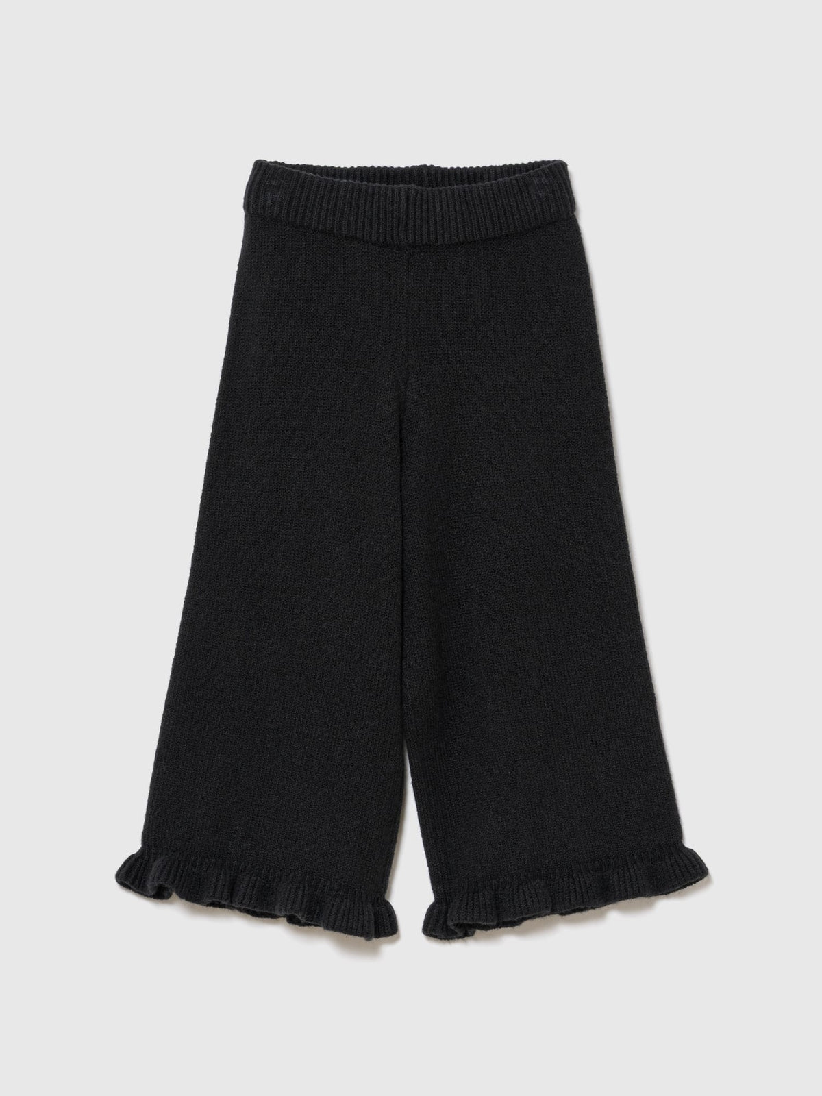 Siyah Cashsoft Fırfır Wide-leg Eşofman Altı