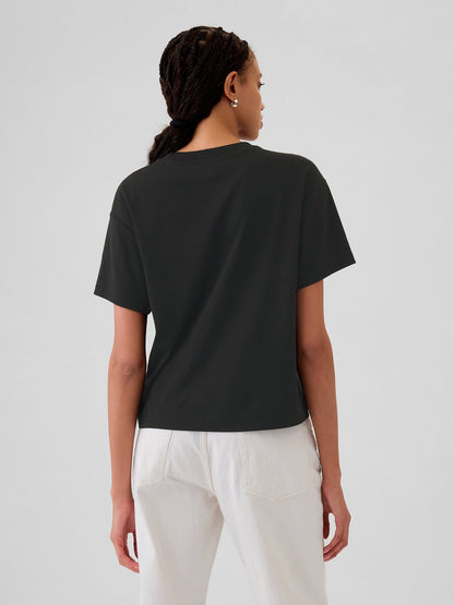 Siyah Supima® Pamuk Relaxed T-shirt