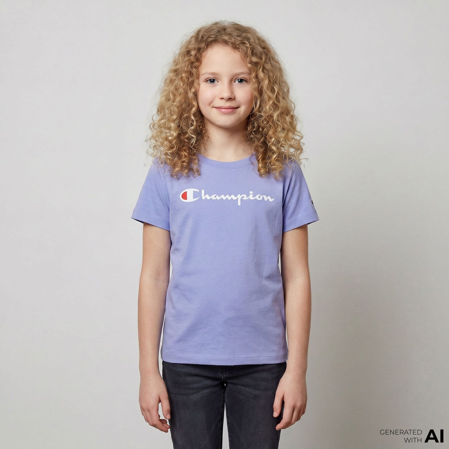 Champion Crewneck Ss Çocuk Mor T-shirt