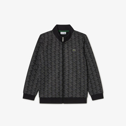 Lacoste Çocuk Fermuarlı Monogram Siyah Sweatshirt