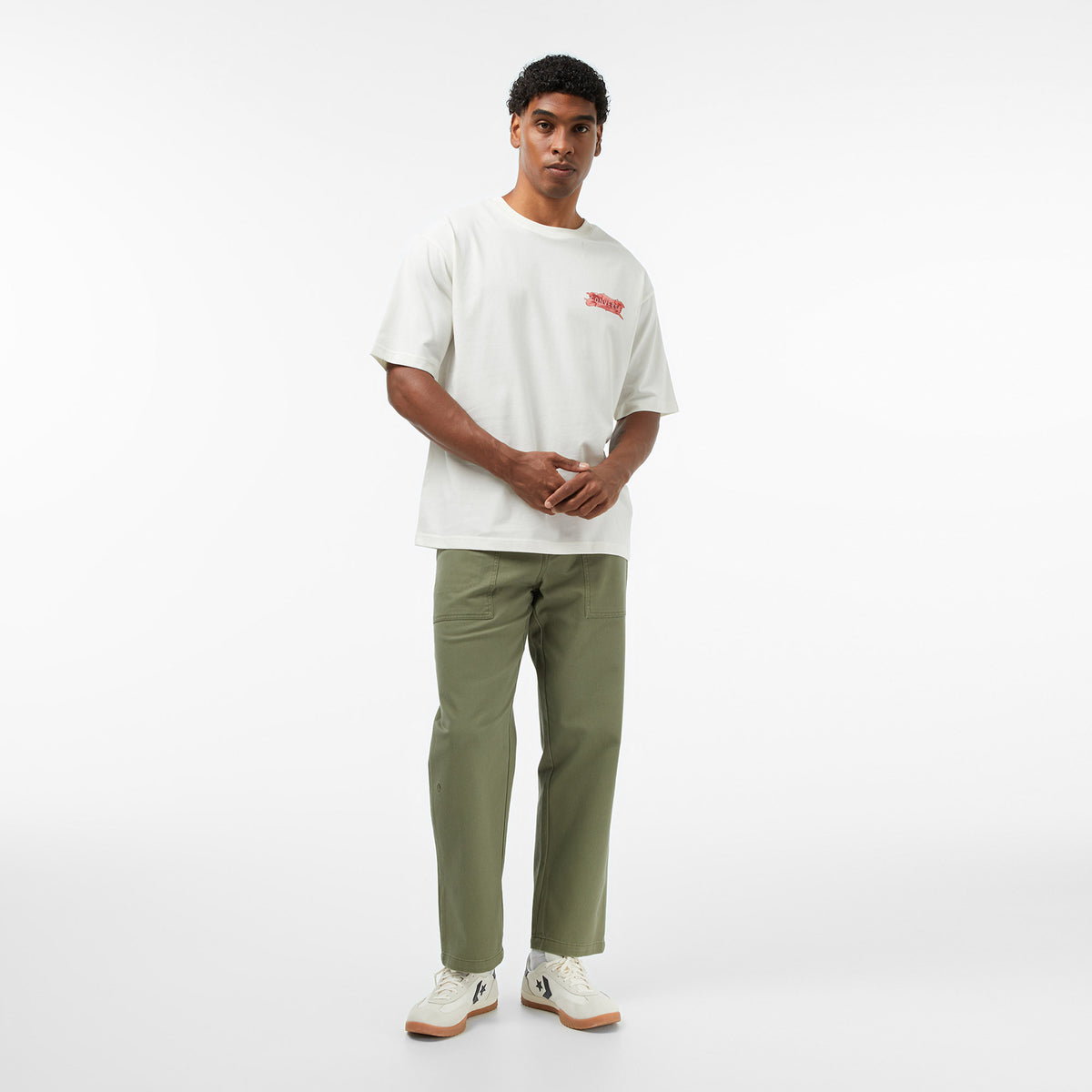 Converse Regular Fit Erkek Krem T-shirt