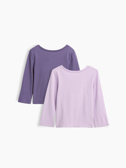 Lila Grafik Baskılı T-shirt (2’li)