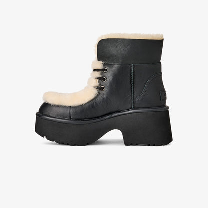 Ugg Esmee Leather Lace Up Kadın Siyah Bot