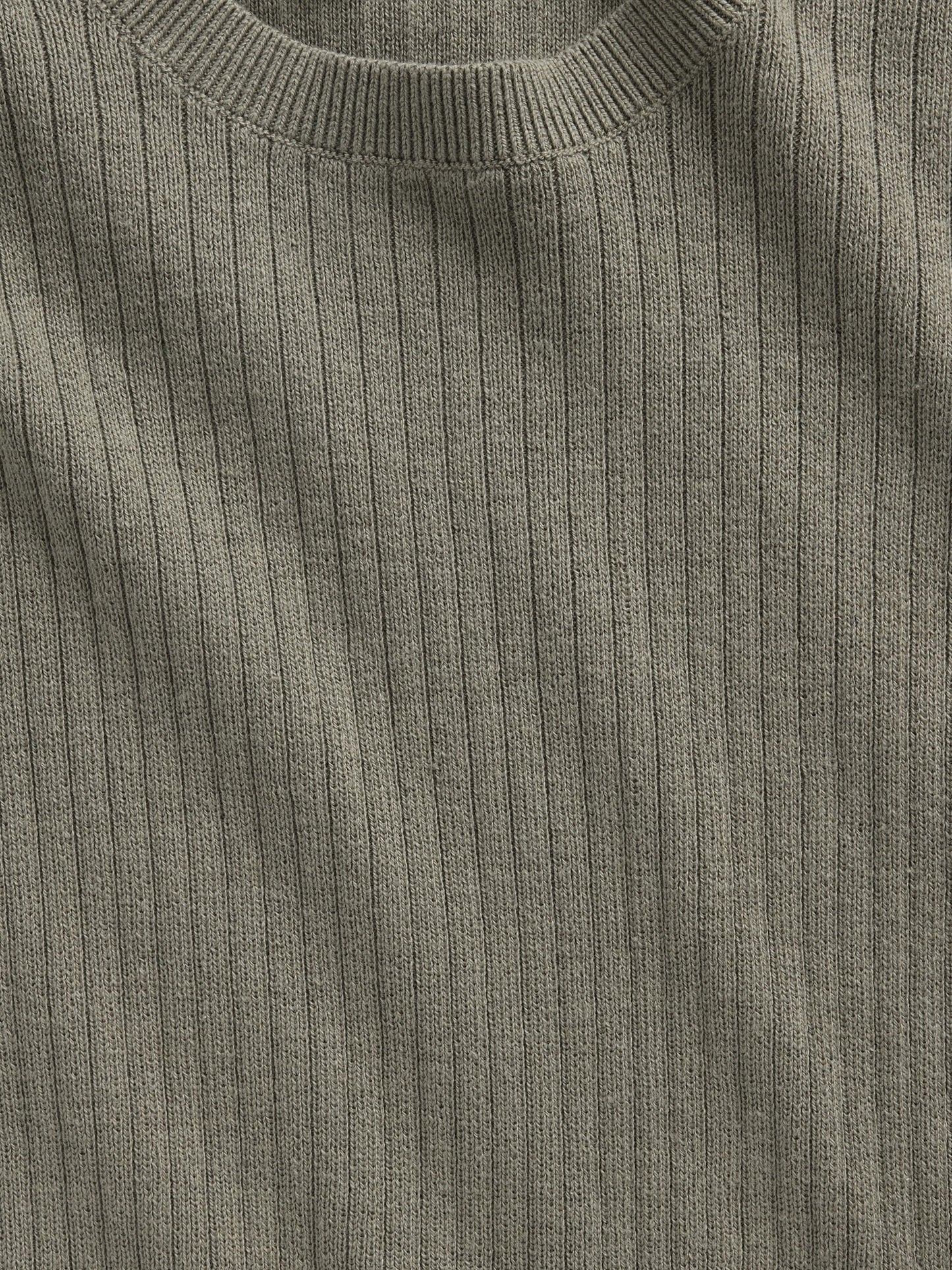 Haki Ribbed Bisiklet Yaka Triko T-shirt
