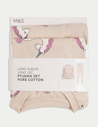 Saf Pamuklu Unicorn Desenli Pijama Takımı