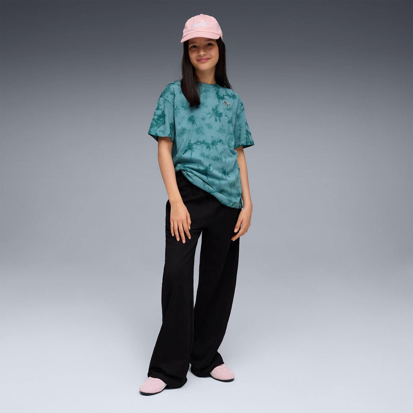 Puma Essentials Relaxed Tie-dye Çocuk Yeşil T-shirt