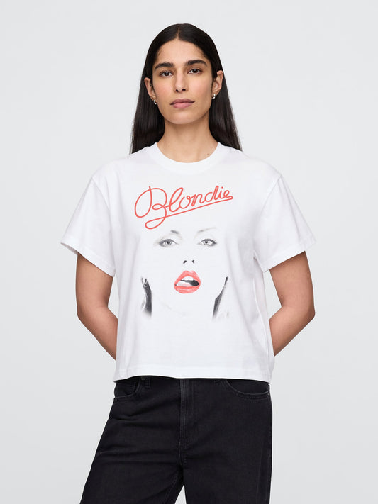 Beyaz Organik Pamuk Grafik T-shirt